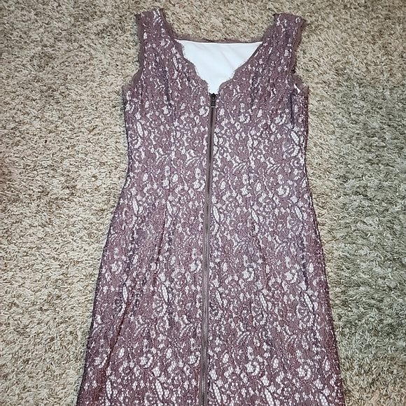 Adrianna Papell Blue Lace Floral Bateau Neck Sheath Dress Sz 6 - Picture 5 of 15